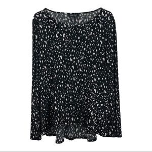 ELLEN TRACY - BLACK & WHITE SLINKY TOP / BLOUSE- SZ LARGE -GREAT CONDITION - B14